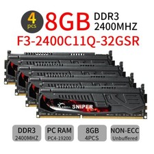 G.SKILL Sniper 32GB 4x 8GB DDR3 OC 2400MHz PC3-19200 Desktop PC Gaming Memory AB