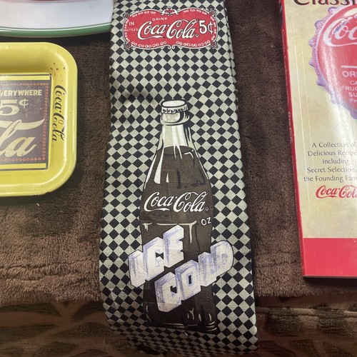Large Vintage Lot Coca Cola Memorabilia 8pc Tray Tie Cup Glasses Tins Book Coke - Picture 7 of 24