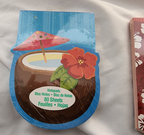 Tropical Notepads-80 Sheets Each- Two Pack - Coconut Drink & Swimshorts 5.5"x4" - Picture 4 of 8