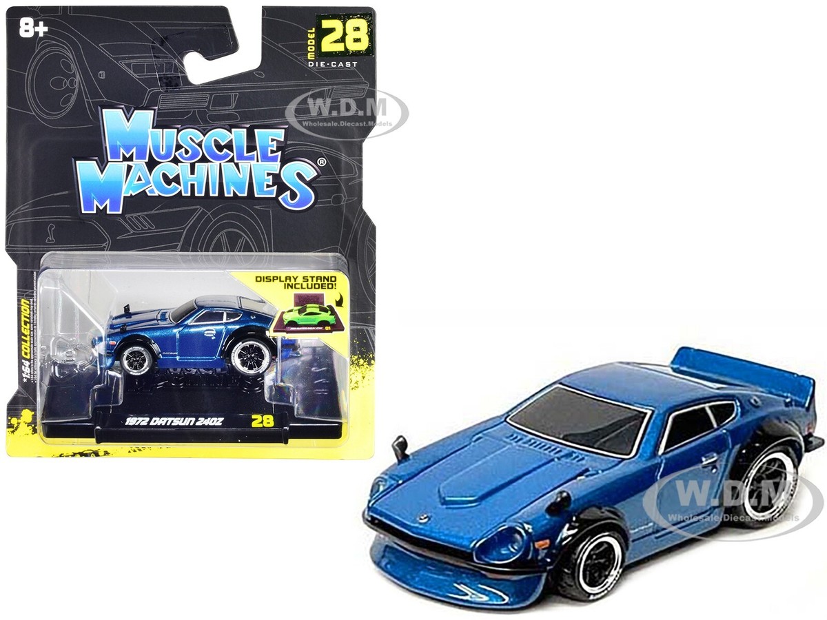 1972 DATSUN 240Z BLUE METALLIC 1/64 DIECAST MODEL CAR BY MUSCLE