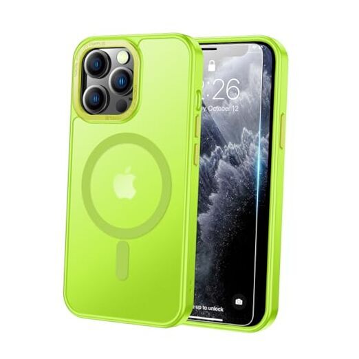 Enhanced Magnetic for iPhone 12 Case,iPhone 12 Pro Case with Fluorescent Green