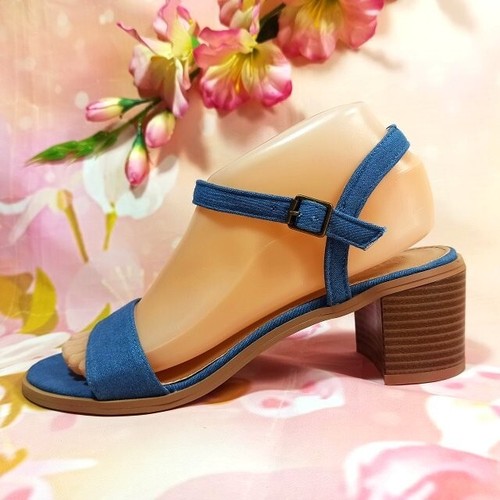 **LADIES RIVERSOFT SANDALS**STRAPPY DENIM BLOCK HEELS** Sz 8.5 (39) NEW!! |  eBay