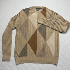 Lyle And Scott Sweater Men  s Large Cotton Textured Ribbed Geometric Cotton