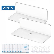 Floating Wall Shelves 2Pcs Adhesive Shelf With Accessories Acrylic Small Shelf