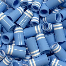 (12) Premium Quality Iron Ferrules Baby Blue w/ Double White Rings 1”