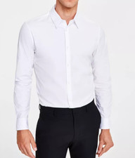 Calvin Klein men's Slim Fit long sleeve Dress Shirt - Large - solid White