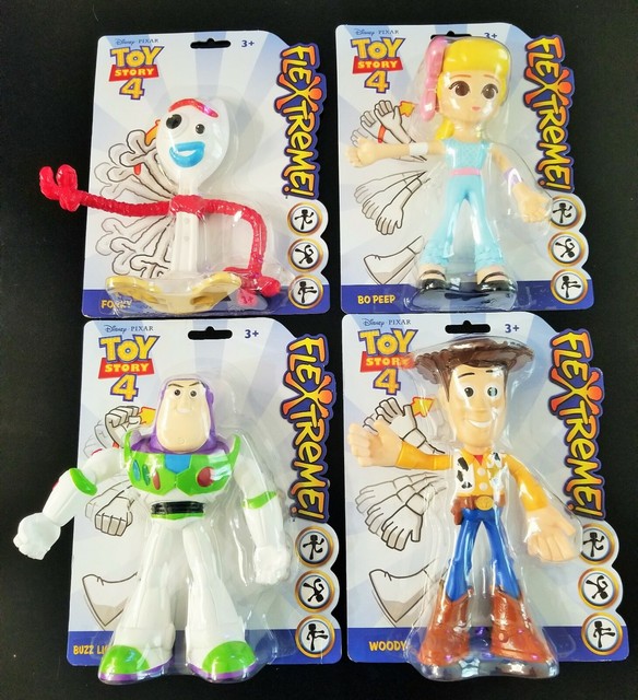 Disney TOY STORY 4 FLEXTREME BENDABLE 7" Figures Lot of 4 Woody Buzz