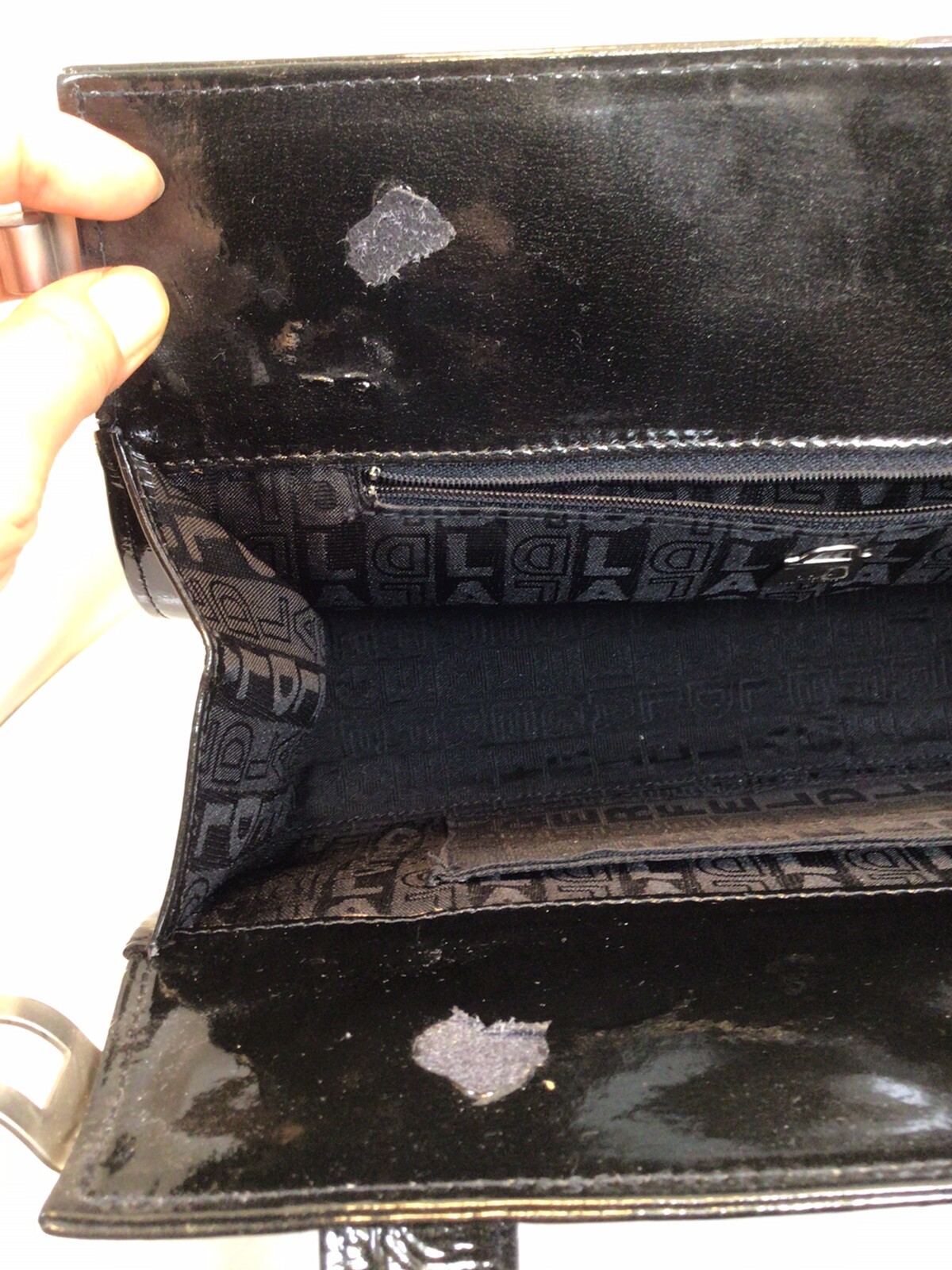 Vintage KARL LAGERFELD Black Patent Leather Bag Italy… Gem