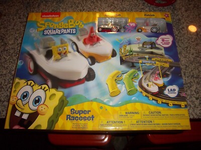 NKOK SPONGEBOB SQUAREPANTS SUPER RACE SET BOAT RACE TRACK AND RACERS - NIB