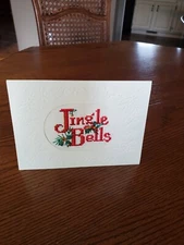 FINISHED COMPLETED CROSS STITCH GREETING CARD ~ JINGLE BELLS