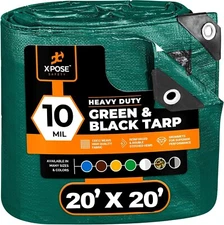 Heavy Duty Poly Tarp 20 Feet x 20 Feet 10 Mil Thick Waterproof, UV Blocking