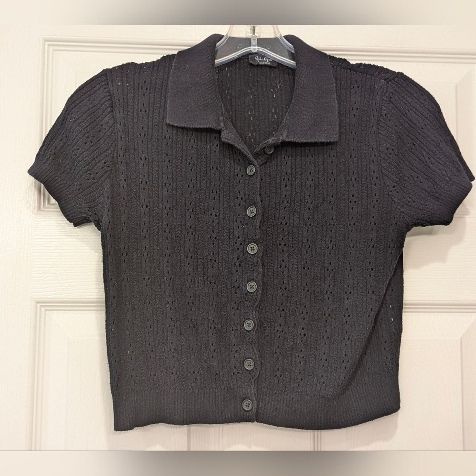 Brandy Melville navy blue knit cropped cotton bland short sleeve