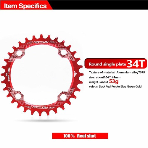 Bike Crank 104BCD Narrow Wide 32T/34T/36T/38T MTB Chainring Circle Single Plate - Picture 4 of 36