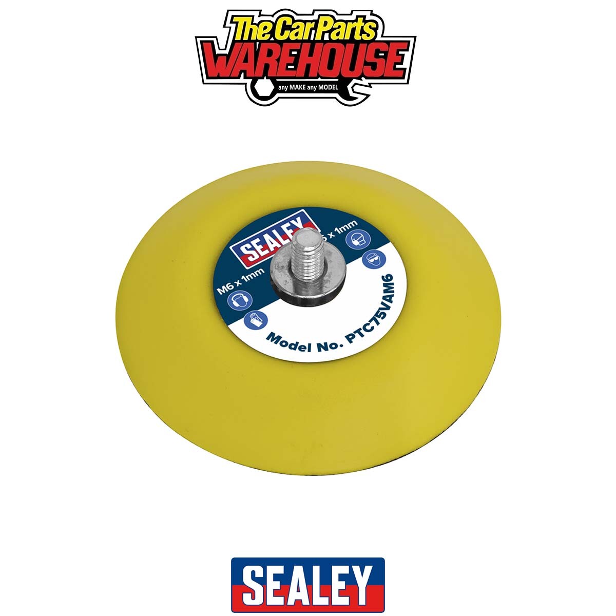 Sealey PTC75VAM6 71mm Hook-and-Loop Backing Pad M6 x 1mm
