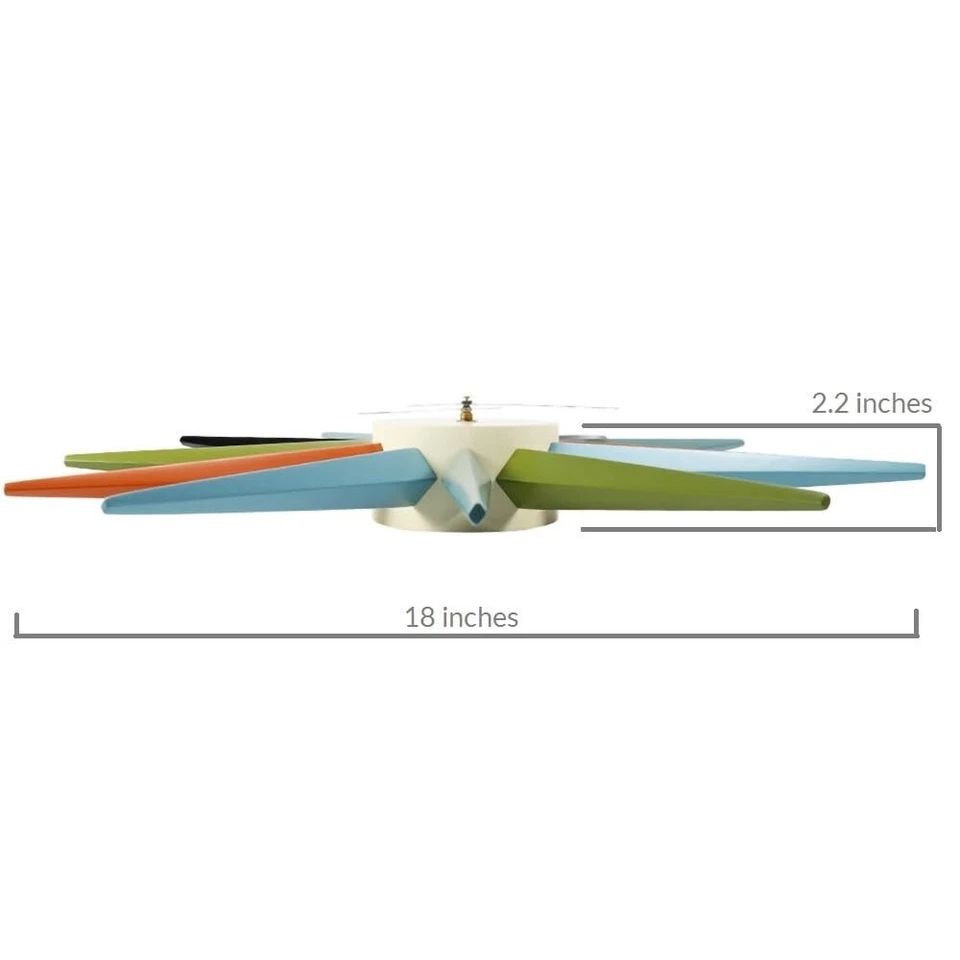 Reloj de Pared Moderno Mediados de Siglo Sunburst Silencioso Madera 18 pulgadas Salón Estilo Nelson Foto 4 de 4