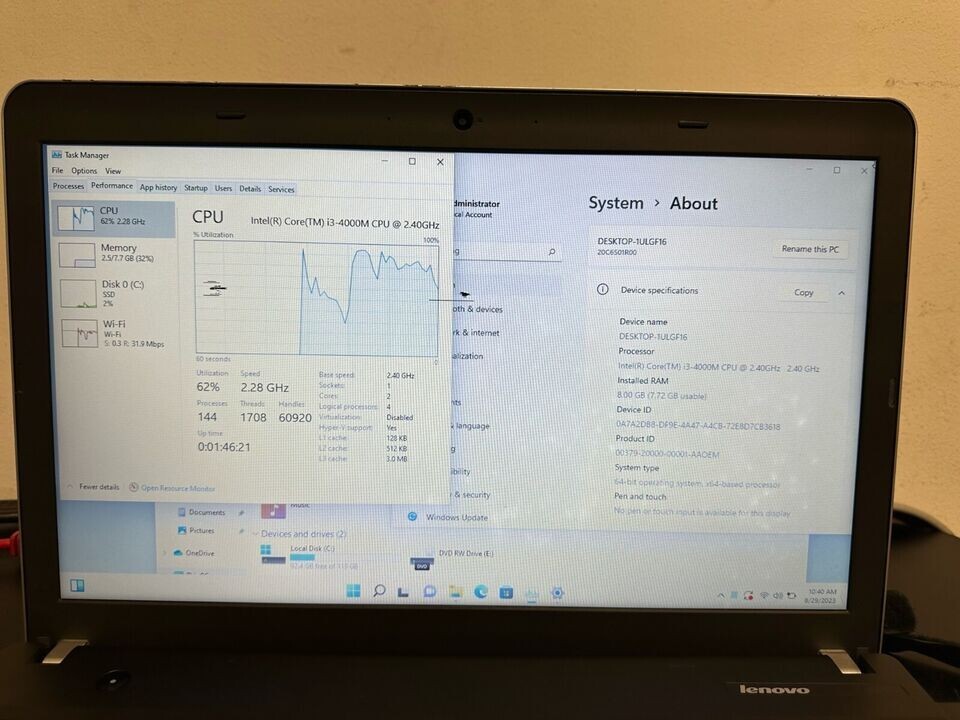 Lenovo ThinkPad E540 Core i3-4000M 2.4 GHz 4GB RAM 500 GB HDD 15.6