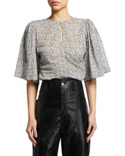NEW ISABEL MARANT MARIAZO TOP FLORAL PRINT COTTON BLOUSE BELL SIZE 34 = XS *R