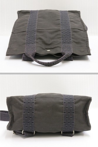 Authentic HERMES Her Line Ade MM Canvas Backpack Grey 18698805 - Picture 6 of 24