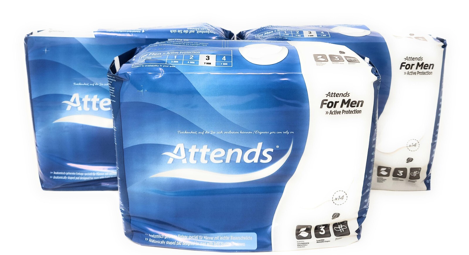 Attends for Men Level 3 Incontinence Pads 2 Packs of 14 Absorbent