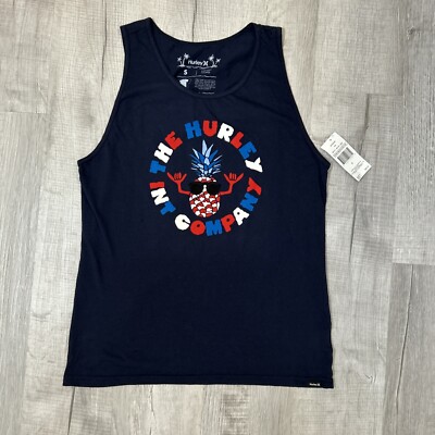 NWT Hurley Everyday Washed Pineapple Shaka Tank Top Obsidian Blue Men's SZ S