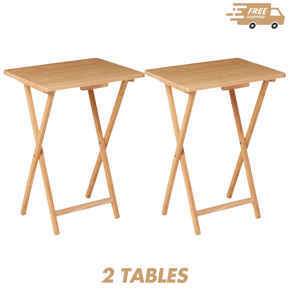 (2 pack) Mainstays Indoor Single Folding TV Table Natural L 19 x W 15 x H 26inch - Image 2 of 2