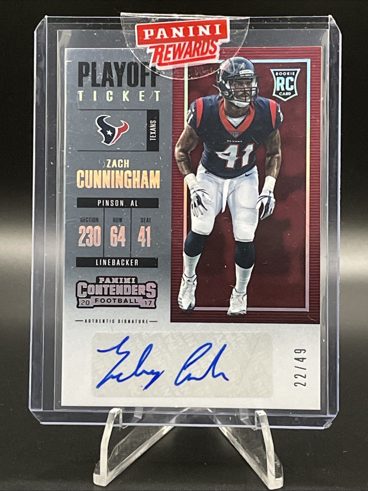 Zach Cunningham Panini Contenders #146 Autograph-Playoff Ticket