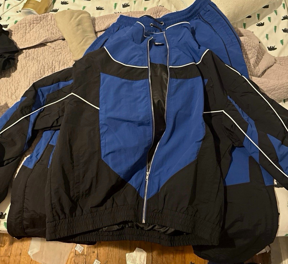 Computer Check Out SUGOI COLLECTIONS INVINCIBLE Men's Blue/Black Colorblock 2-Pc Tracksuit ...