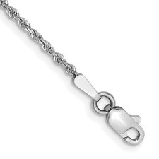 10k White Gold 1.5mm Diamond-cut Rope Chain Anklet 10"