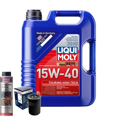 Motoröl 15W40 LIQUI MOLY Touring High Tech 5L+BOSCH Ölfilter +Ölschlammspülung