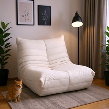 Large Bean Bag Chair Sofa Soft Lazy Lounger Couch Floor Sofa Beige Bean Bag Sofa