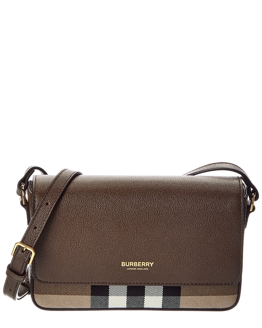 Burberry Hampshire Small House Check Canvas & Leather Shoulder Bag