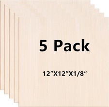 5 Pack 12"x12"x1/8 Basswood Sheets for 12 x 12 x 1/8 inches, 12x12x3mm