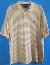 Tommy Hilfiger Golf Polo Shirt Men s L 100 Mercerized Cotton Yellow Striped