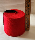 Red & Black Solid Fez Hat with Black Tassel One Size Unisex Adults — photo 3