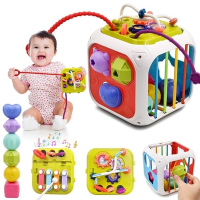 AiTuiTui Multifunction Baby Sensory Montessori Activity Cube Medium, Colorful