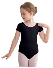 Dance Ballet Leotards Basic Short Sleeve for Girls 4-6 Years Short black