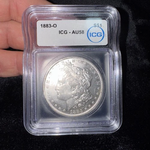 1883 - O  ICG Morgan Silver Dollar Au 58 - Free Shipping