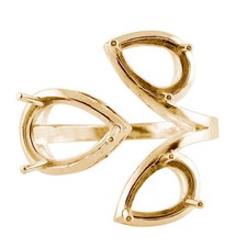 Semi Mount Causal Ring 7x12MM Pear Shape Faceted Cut 925 Sterling Silver Ring