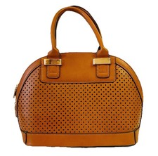 Brown Double Top Handle Satchel Handbag Vegan...