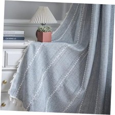 Boho Curtains 84 inch Length 2 Panels 52"W x 84"L Pack of 2 Blue Embroidery