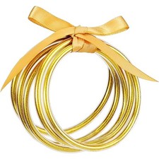 Glitter Jelly Bangles Bracelets for Women - Soft Silicone Glitter Filled Bracele