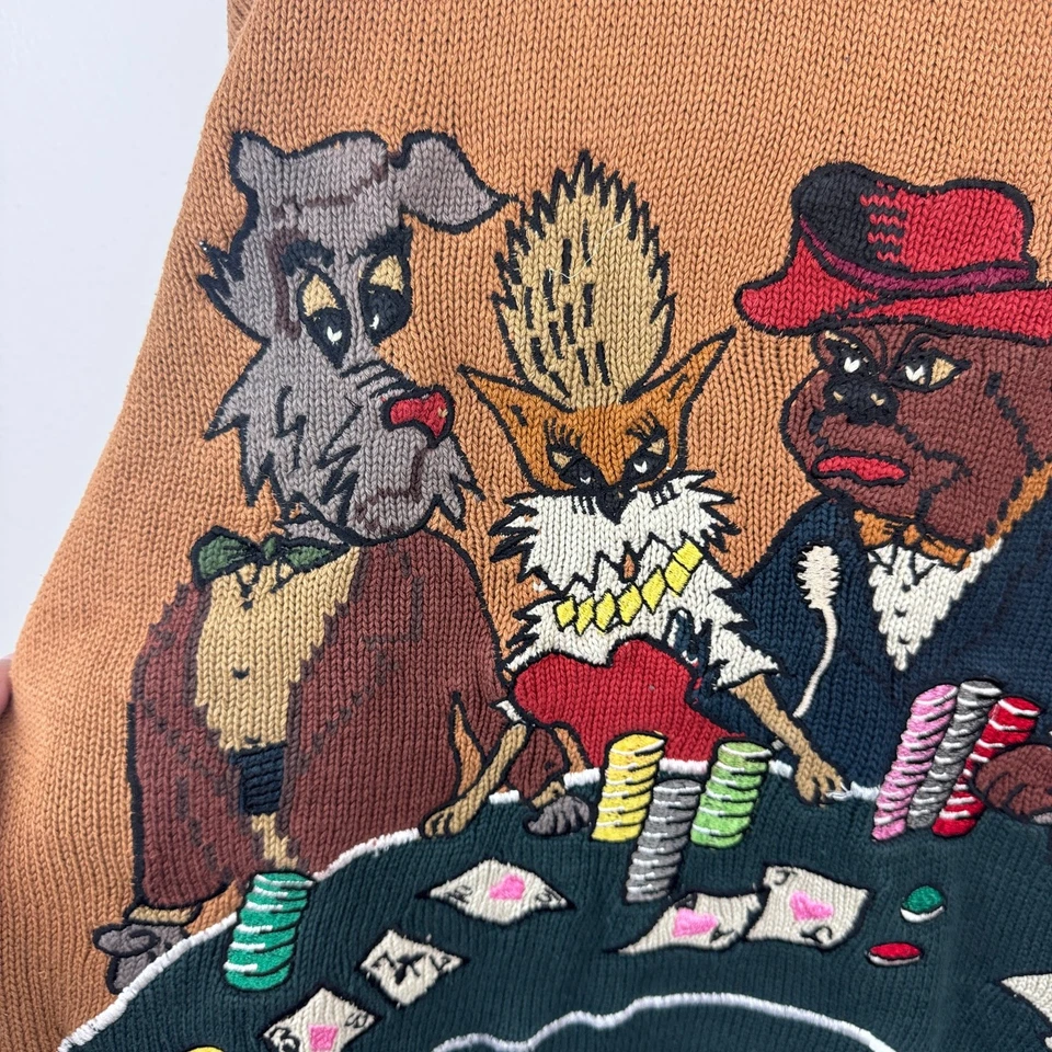 Suéter tejido de colección para perros de póker Kelton Dexter M bordado kitsch Foto 2 de 4