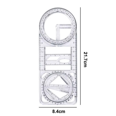 1PCS Multi Functional 360 ° Movable Geometric Drawing Ruler for Primary School M