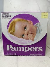 Pampers Day  Night Toddler Over 23 Lbs 12 Diapers Vintage New Unopened Box