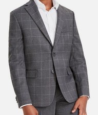 Michael Kors Kids Boys Gray Herringbone Windowpane Sport Coat Suit Jacket Sz 16R