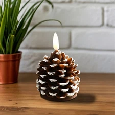 Luminara Flameless Pine Cone Remote Candles Brown Set of  Battery Operated