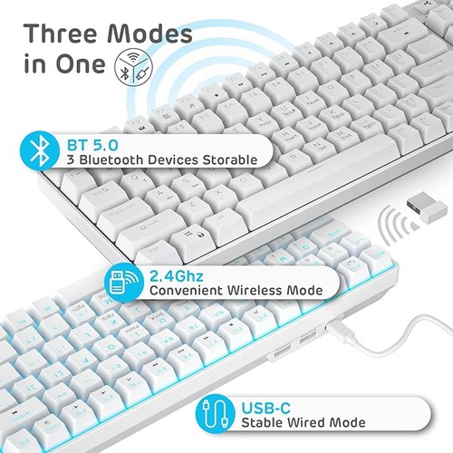 RK ROYAL KLUDGE RK RED SWITCH Mechanical Magnetic Blue Backlight RK96 - White - 第 2/4 張圖片