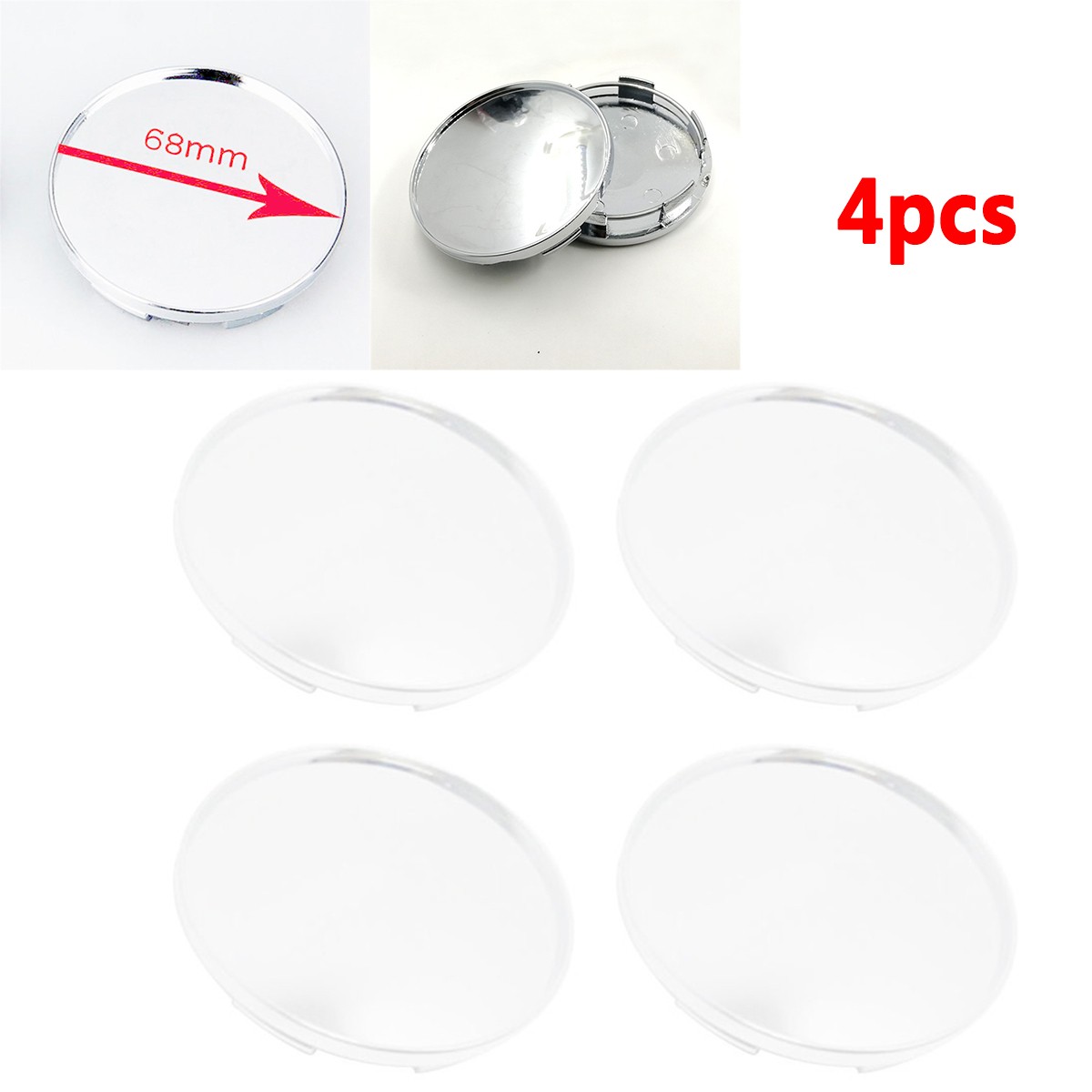 4pcs/Set Universal ABS Chrome Silver Car Wheel Center Hub Caps Covers Trim 68mm