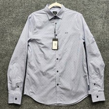 NWT Armani Exchange A X Men's Slim Fit Micro Dot Cotton Button Shirt Size S