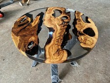 Individueller oliv-smaragdgrüner Epoxidharz-Runder Tisch | Klar River Resin H...
